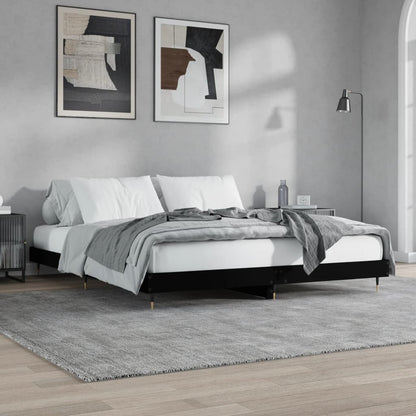 Bed Frame Black 200x200 cm Engineered Wood
