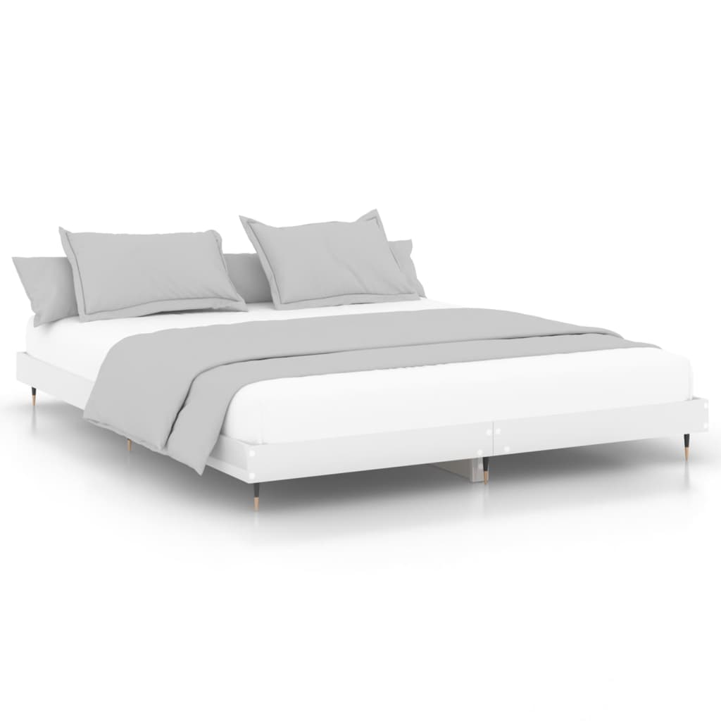 Bed Frame High Gloss White 200x200 cm Engineered Wood