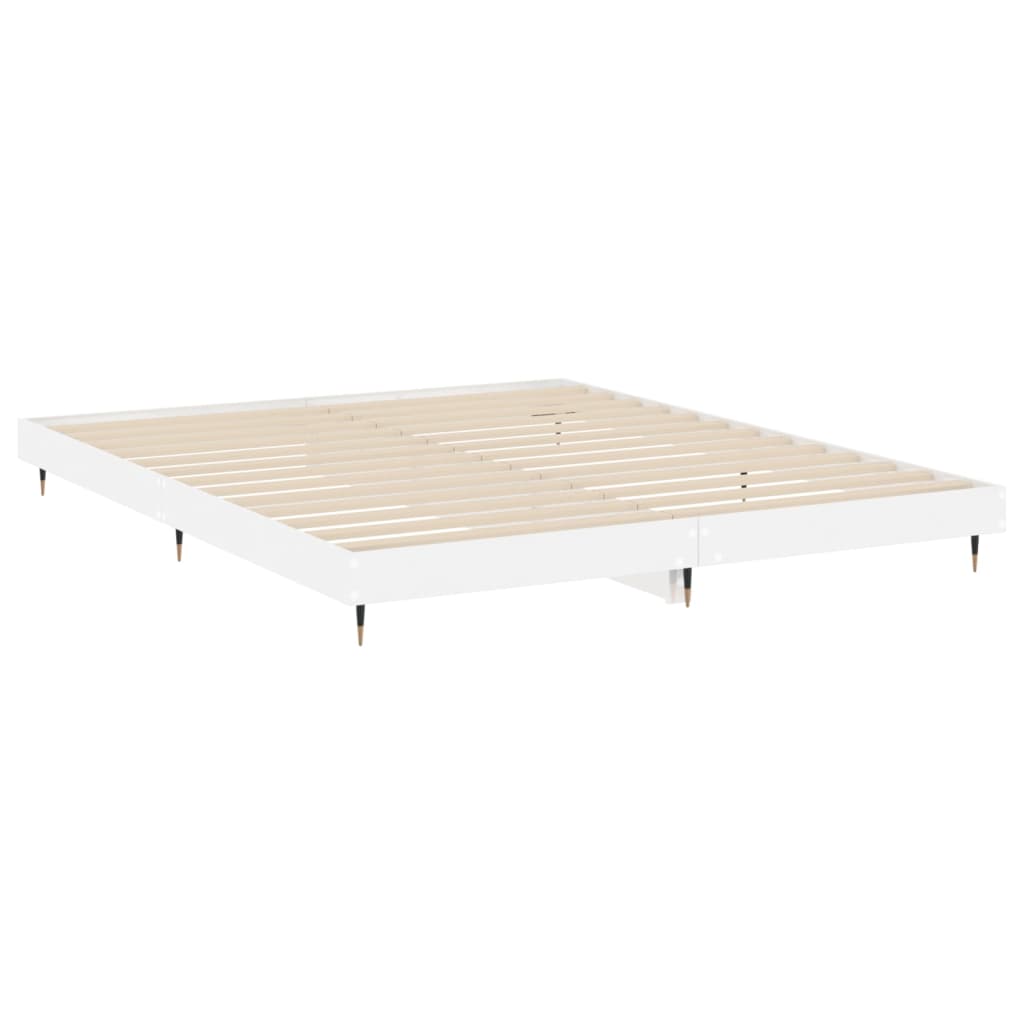 Bed Frame High Gloss White 200x200 cm Engineered Wood