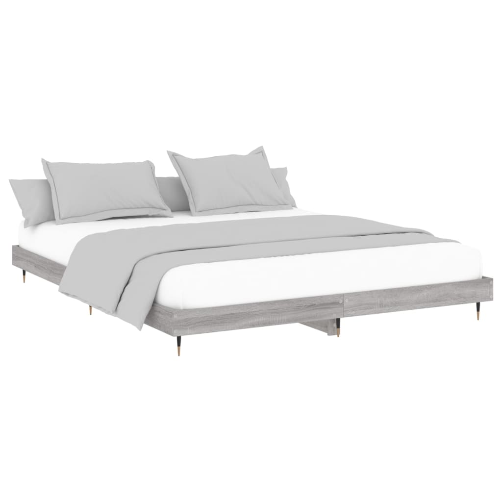 Bed Frame Grey Sonoma 200x200 cm Engineered Wood