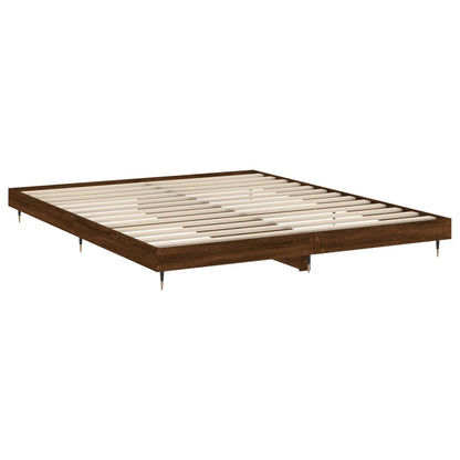 Bed Frame Brown Oak 200x200 cm Engineered Wood