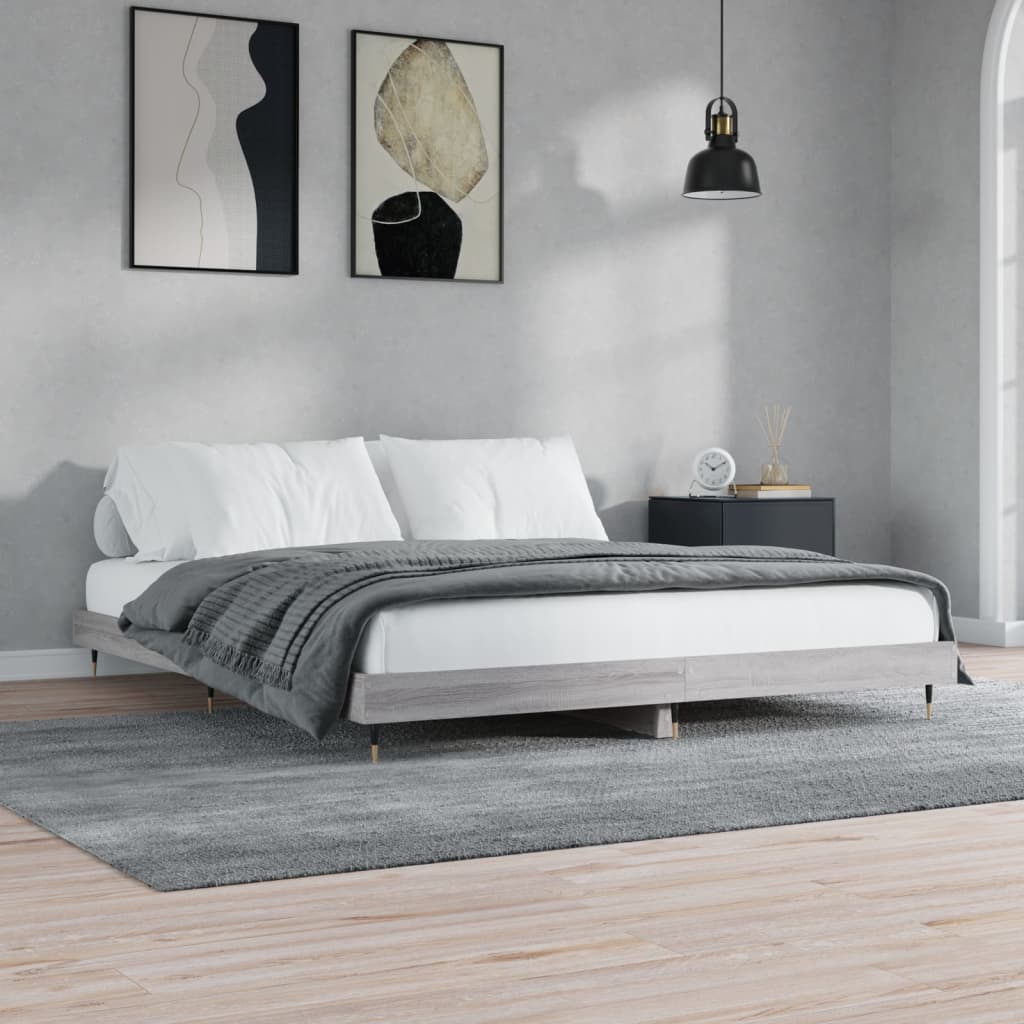 Bed Frame Grey Sonoma 180x200 cm Super King Engineered Wood