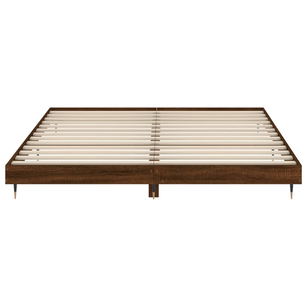 Bed Frame Brown Oak 180x200 cm Super King Engineered Wood