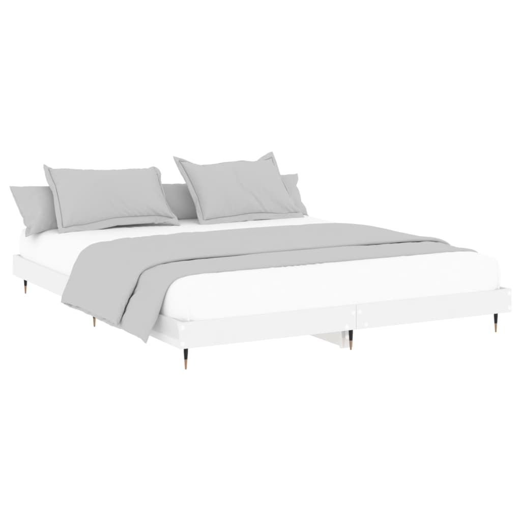 Bed Frame High Gloss White 160x200 cm Engineered Wood