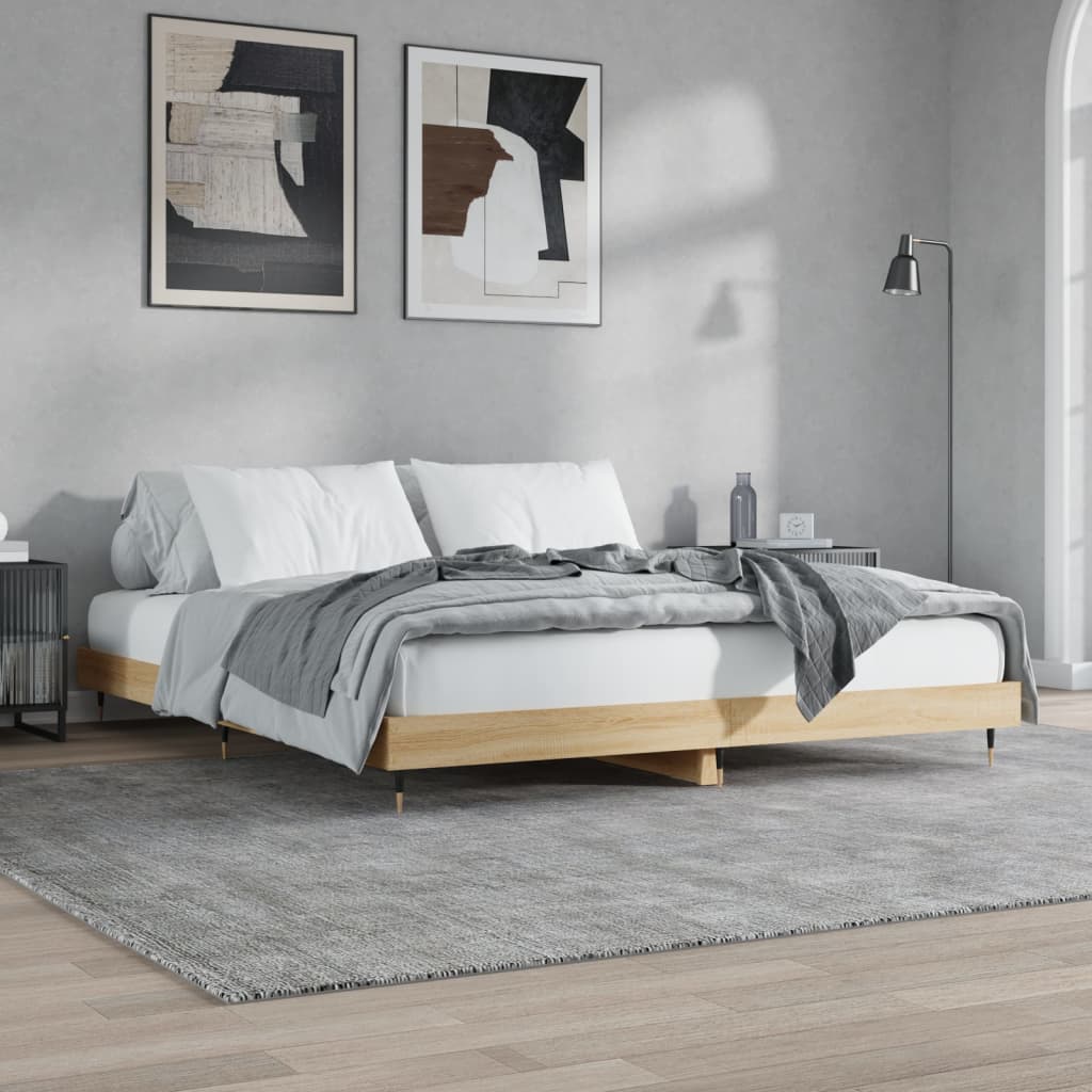 Bed Frame Sonoma Oak 160x200 cm Engineered Wood