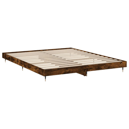 Bed Frame Smoked Oak 160x200 cm Engineered Wood