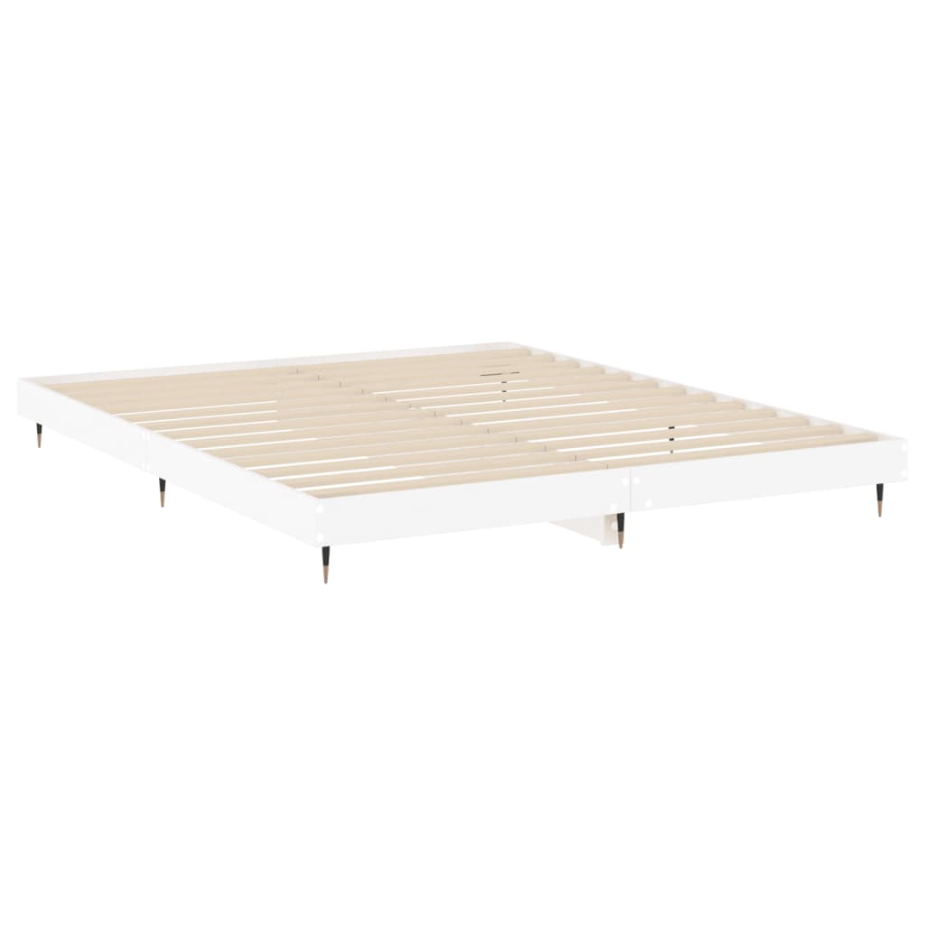 Bed Frame White 150x200 cm King Size Engineered Wood