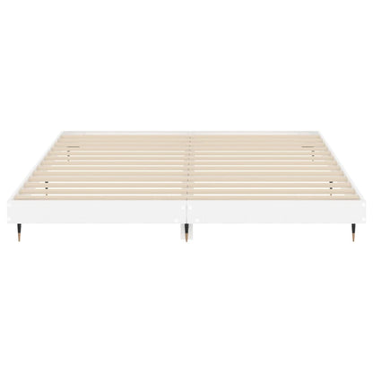 Bed Frame High Gloss White 150x200 cm King Size Engineered Wood