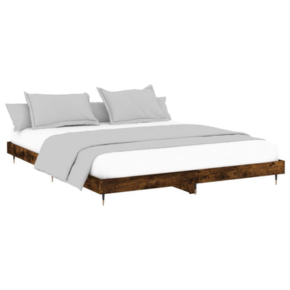 Bed Frame Smoked Oak 150x200 cm King Size Engineered Wood