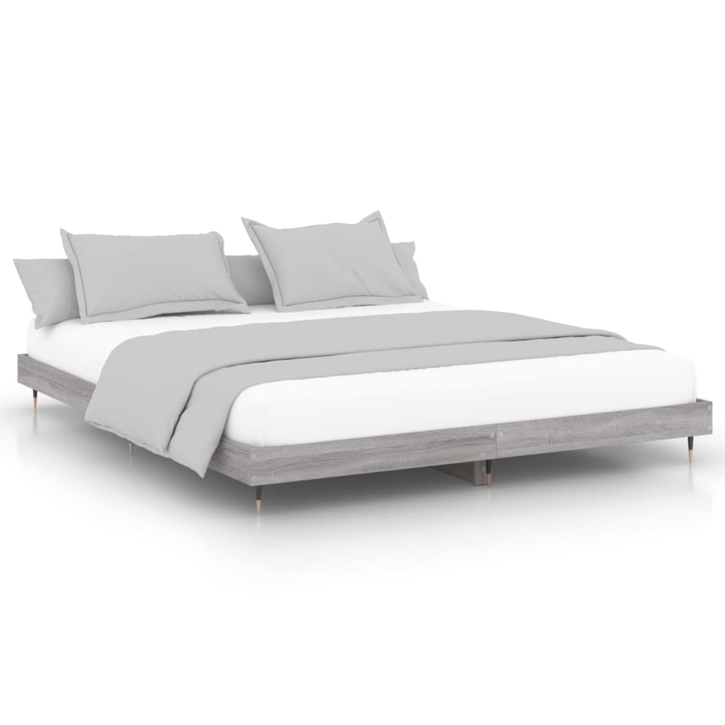 Bed Frame Grey Sonoma 150x200 cm King Size Engineered Wood