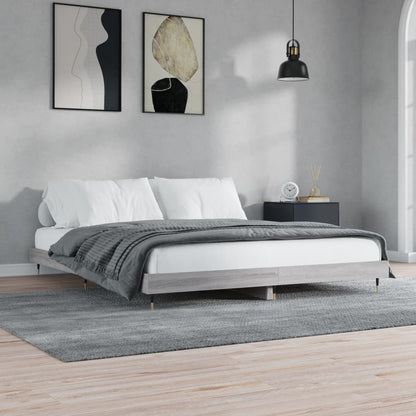 Bed Frame Grey Sonoma 150x200 cm King Size Engineered Wood