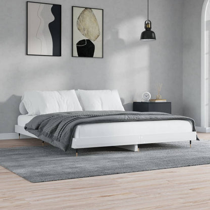 Bed Frame High Gloss White 140x200 cm Engineered Wood