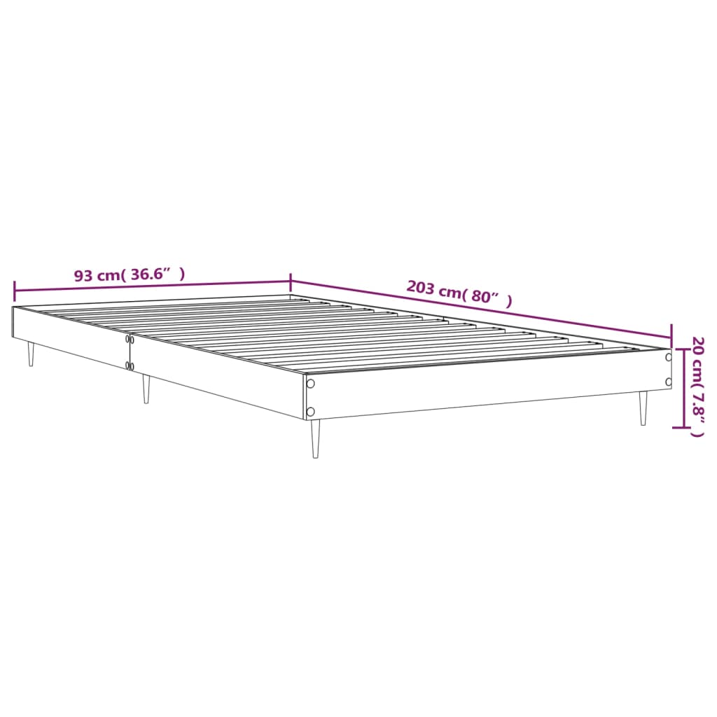 Bed Frame Grey Sonoma 90x200 cm Engineered Wood