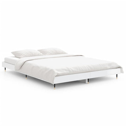 Bed Frame High Gloss White 140x190 cm Engineered Wood