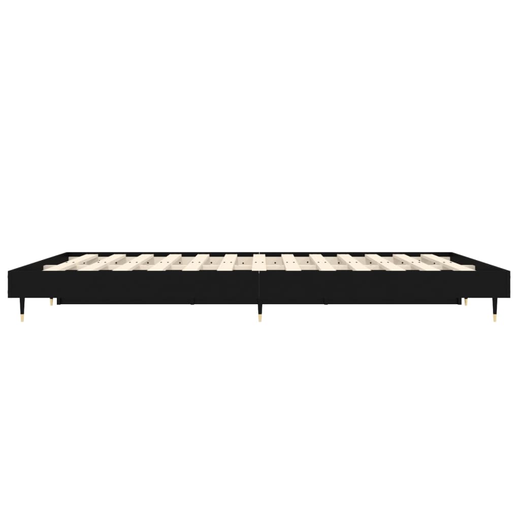 Bed Frame Black 135x190 cm Double Engineered Wood