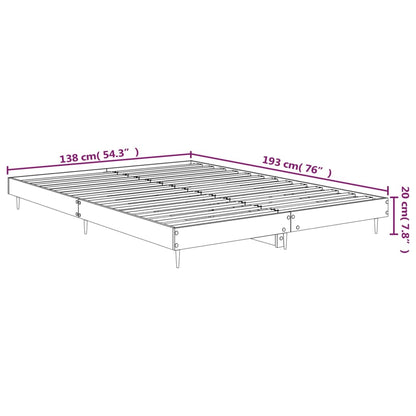 Bed Frame Black 135x190 cm Double Engineered Wood