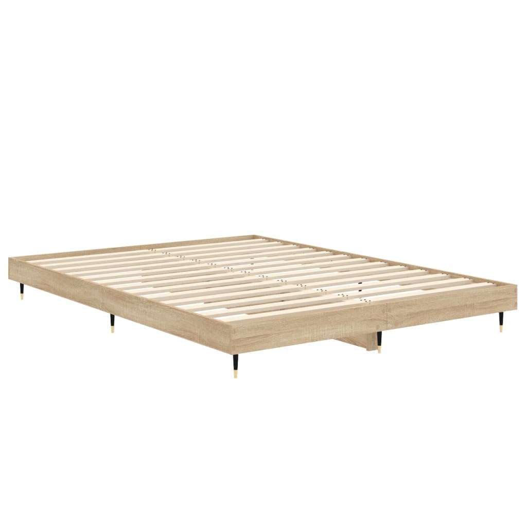 Bed Frame Sonoma Oak 135x190 cm Double Engineered Wood