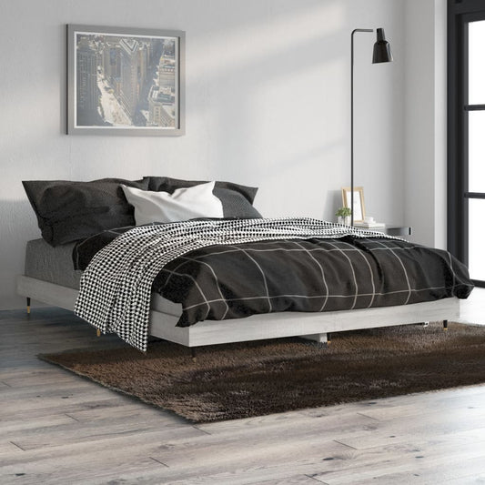 Bed Frame Grey Sonoma 135x190 cm Double Engineered Wood
