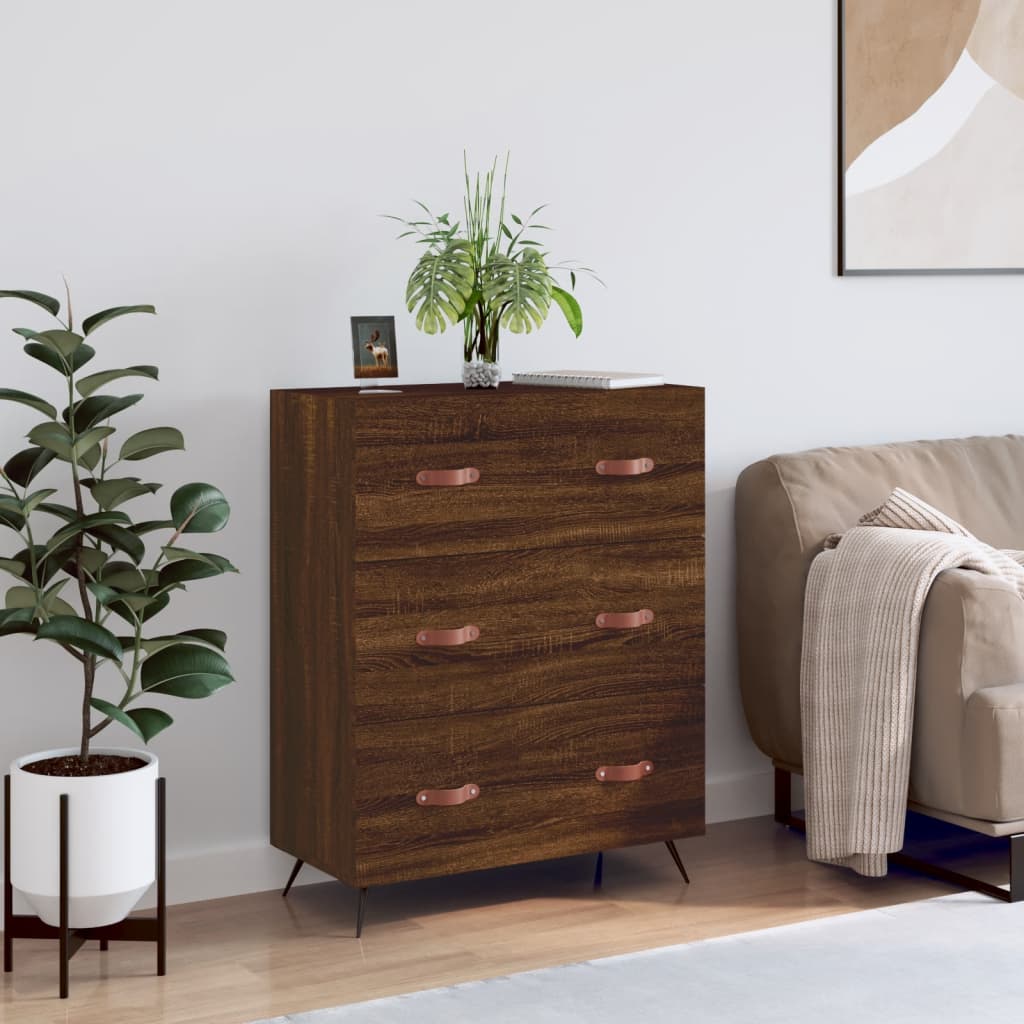 Chest of Drawers Brown Oak 69.5x34x90 cm Engineered Wood