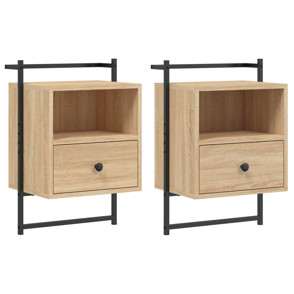Bedside Cabinets Wall-mounted 2 pcs Sonoma Oak 40x30x61 cm Engineered Wood