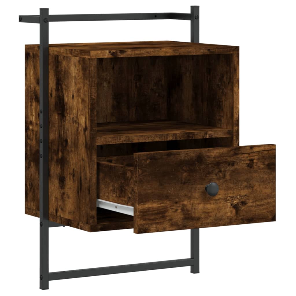 Bedside Cabinet Wall-mounted Smoked Oak 40x30x61 cm Engineered Wood