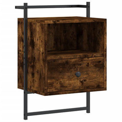 Bedside Cabinets Wall-mounted 2 pcs Smoked Oak 40x30x61 cm Engineered Wood