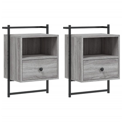 Bedside Cabinets Wall-mounted 2 pcs Grey Sonoma 40x30x61 cm Engineered Wood