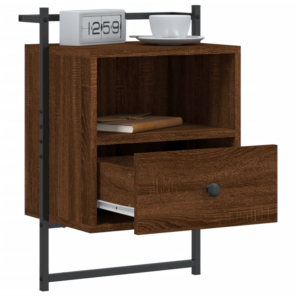 Bedside Cabinet Wall-mounted Brown Oak 40x30x61 cm Engineered Wood