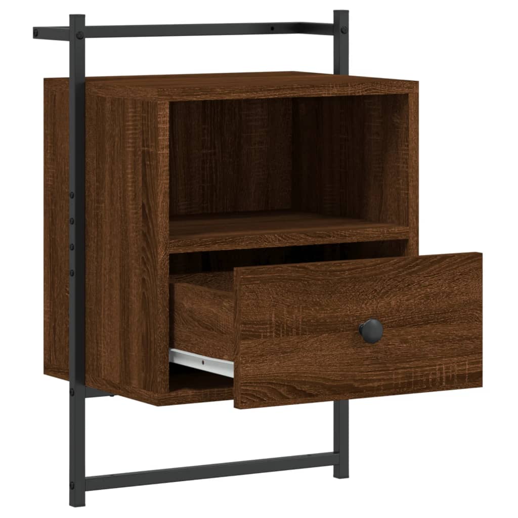 Bedside Cabinet Wall-mounted Brown Oak 40x30x61 cm Engineered Wood