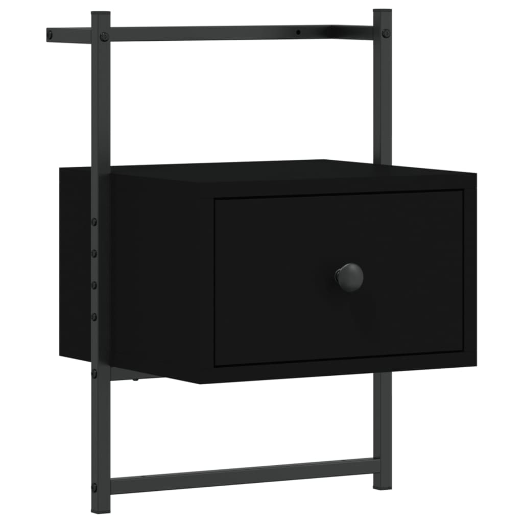 Bedside Cabinet Wall-mounted Black 35x30x51 cm Engineered Wood