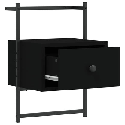 Bedside Cabinet Wall-mounted Black 35x30x51 cm Engineered Wood