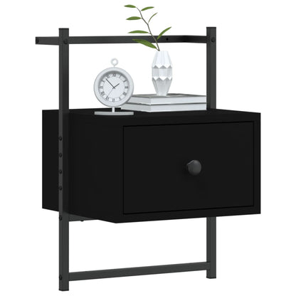 Bedside Cabinets Wall-mounted 2 pcs Black 35x30x51 cm Engineered Wood