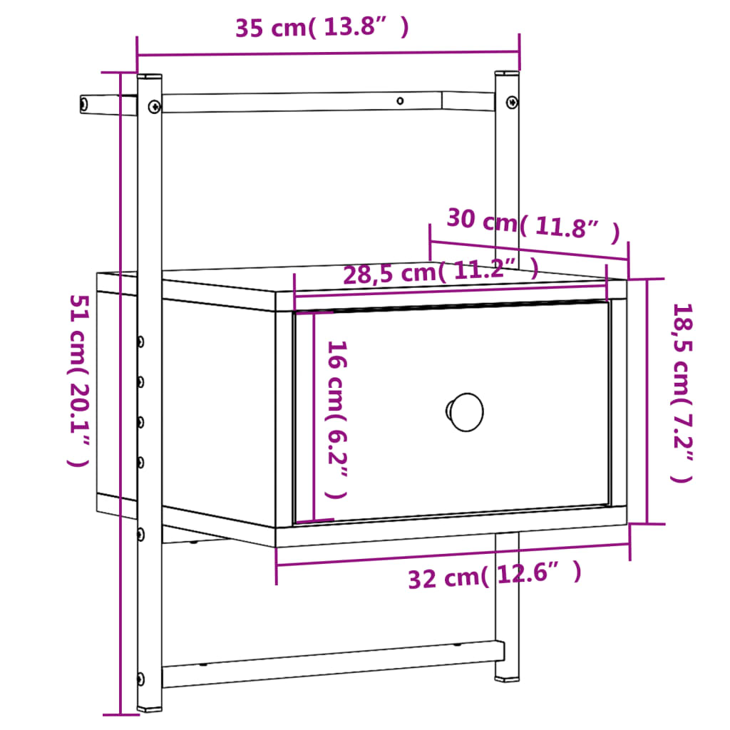 Bedside Cabinets Wall-mounted 2 pcs Sonoma Oak 35x30x51 cm Engineered Wood