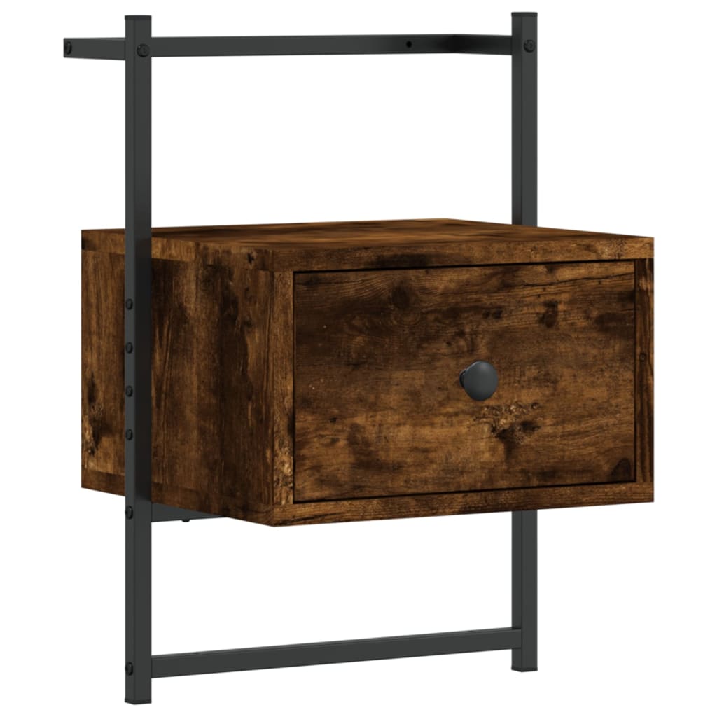Bedside Cabinets Wall-mounted 2 pcs Smoked Oak 35x30x51 cm Engineered Wood