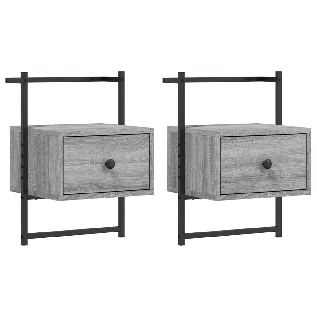 Bedside Cabinets Wall-mounted 2 pcs Grey Sonoma 35x30x51 cm Engineered Wood