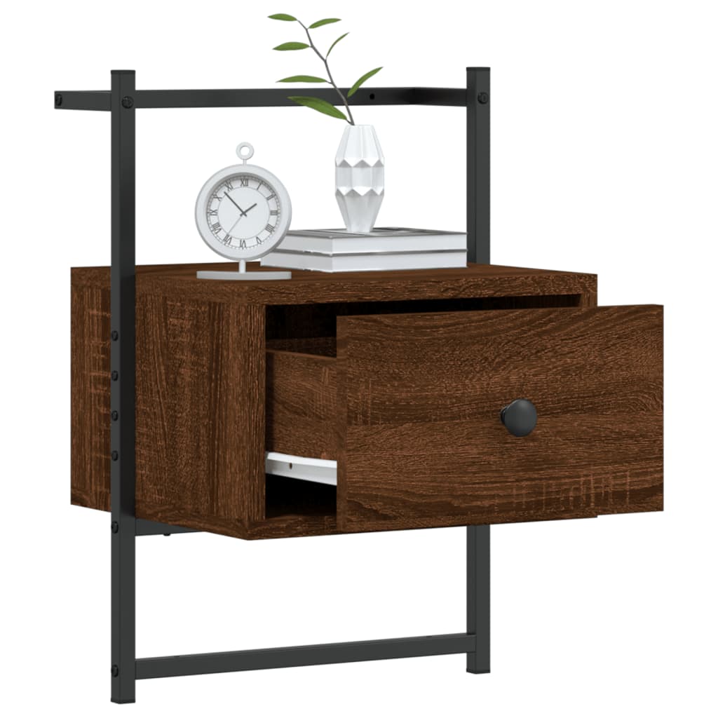 Bedside Cabinets Wall-mounted 2 pcs Brown Oak 35x30x51 cm Engineered Wood