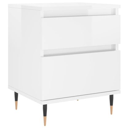 Bedside Cabinets 2 pcs High Gloss White 40x35x50 cm Engineered Wood