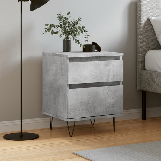 Bedside Cabinet Concrete Grey 40x35x50 cm Engineered Wood