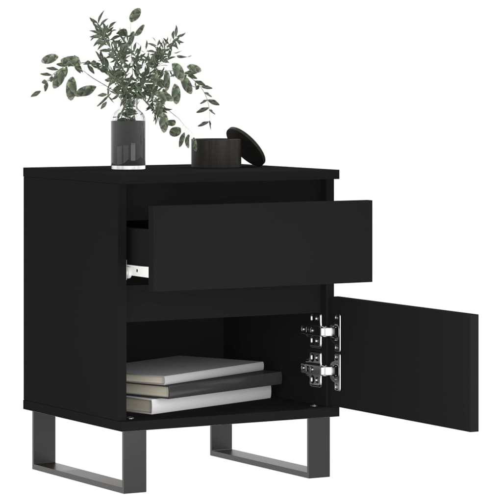 Bedside Cabinet Black 40x35x50 cm Engineered Wood