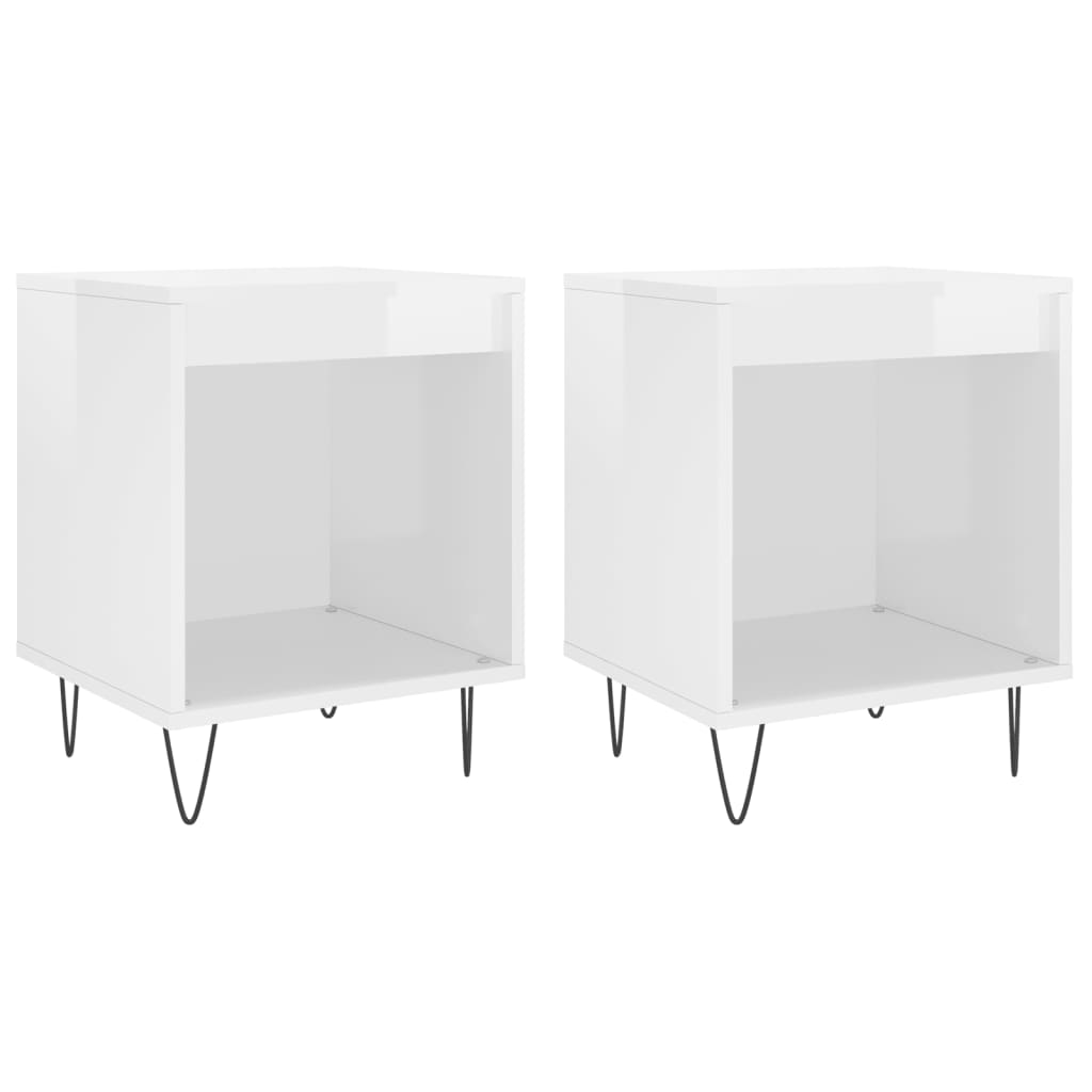 Bedside Cabinets 2 pcs High Gloss White 40x35x50 cm Engineered Wood