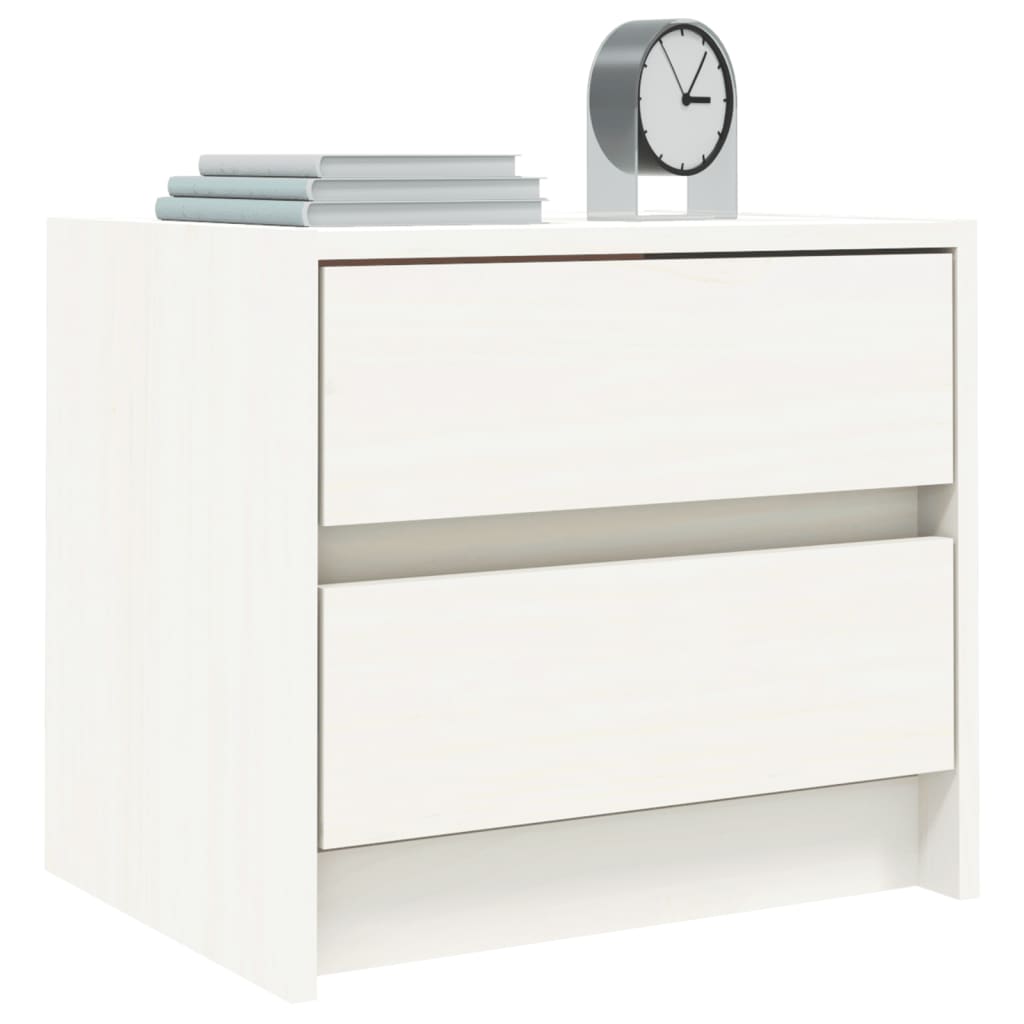 Bedside Cabinet White 40x31x35.5 cm Solid Wood Pine