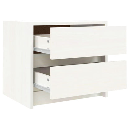 Bedside Cabinet White 40x31x35.5 cm Solid Wood Pine