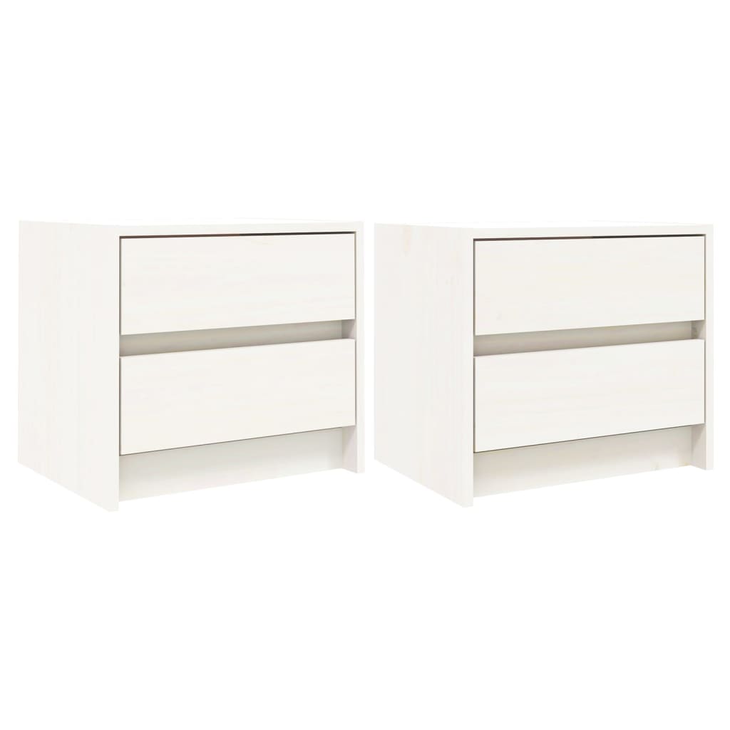 Bedside Cabinets 2 pcs White 40x31x35.5 cm Solid Wood Pine