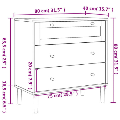 Drawer Cabinet SENJA Rattan Look White 80x40x80 cm Solid Wood Pine