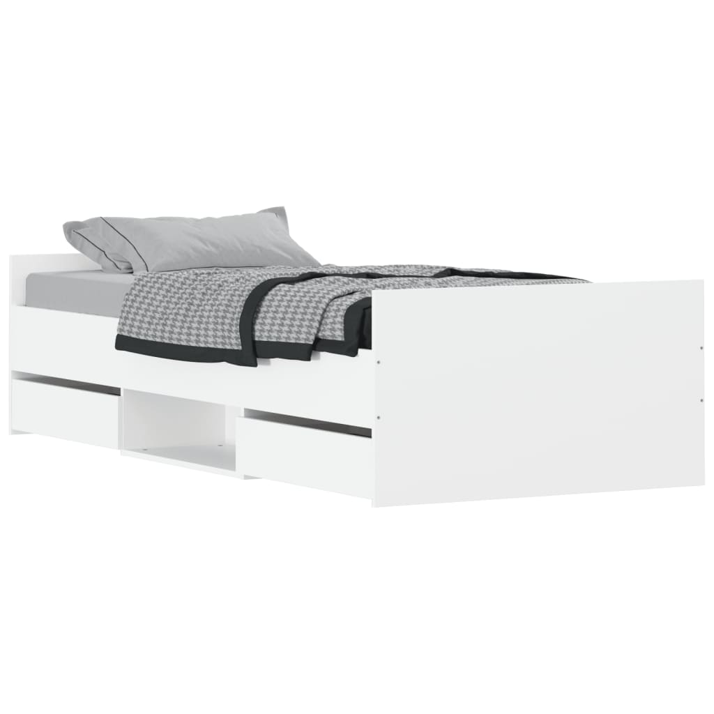 Bed Frame with Headboard and Footboard White 100x200 cm