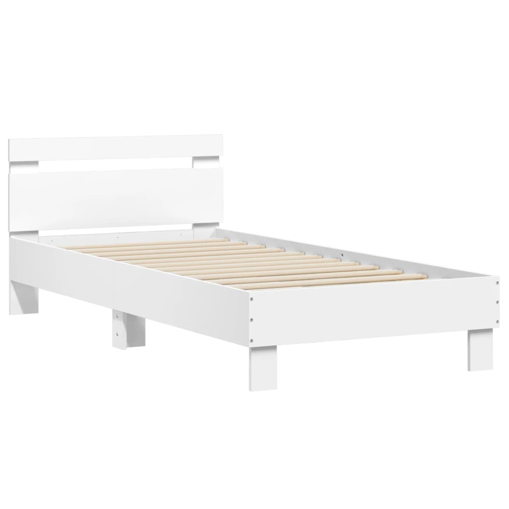 Bed Frame with Headboard White 90x190 cm Single Engineered wood