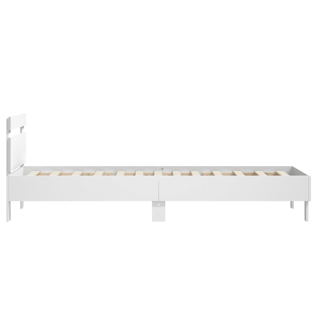 Bed Frame with Headboard White 90x190 cm Single Engineered wood