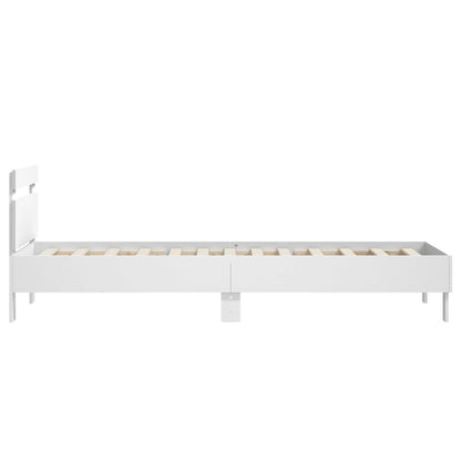 Bed Frame with Headboard White 90x190 cm Single Engineered wood