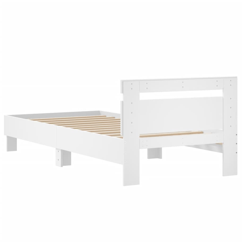 Bed Frame with Headboard White 90x190 cm Single Engineered wood