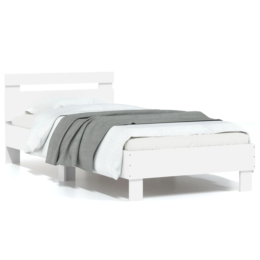 Bed Frame with Headboard White 90x190 cm Single Engineered wood